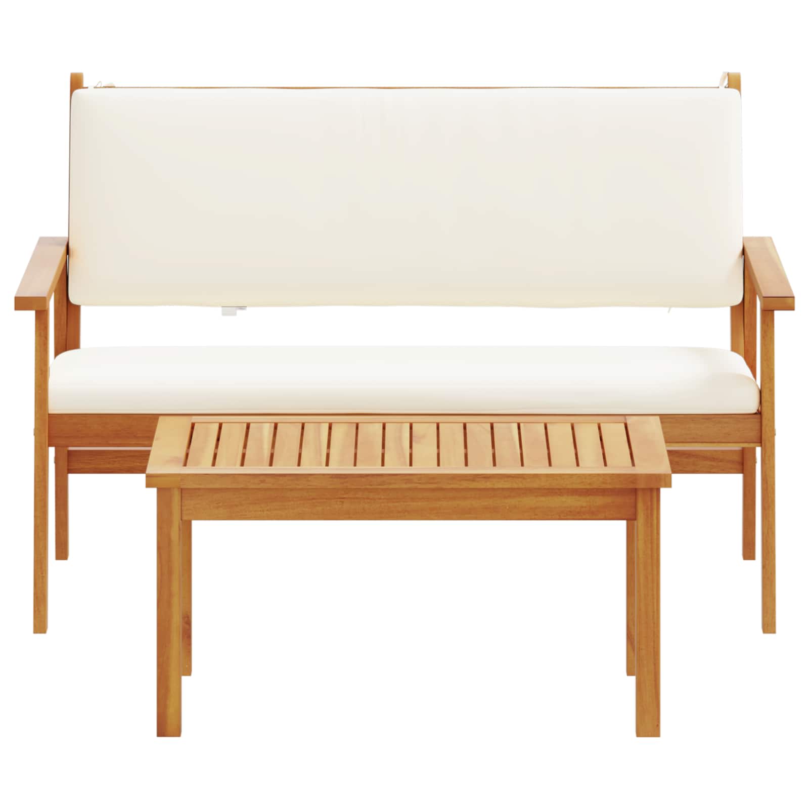 Gartensofa-set mit Kissen 2 pcs Cremeweiß Massivholz Akazie
