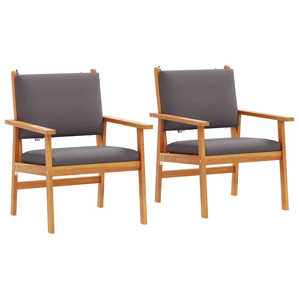 Gartenstuhl mit Kissen 2 pcs Anthrazit Massivholz Akazie