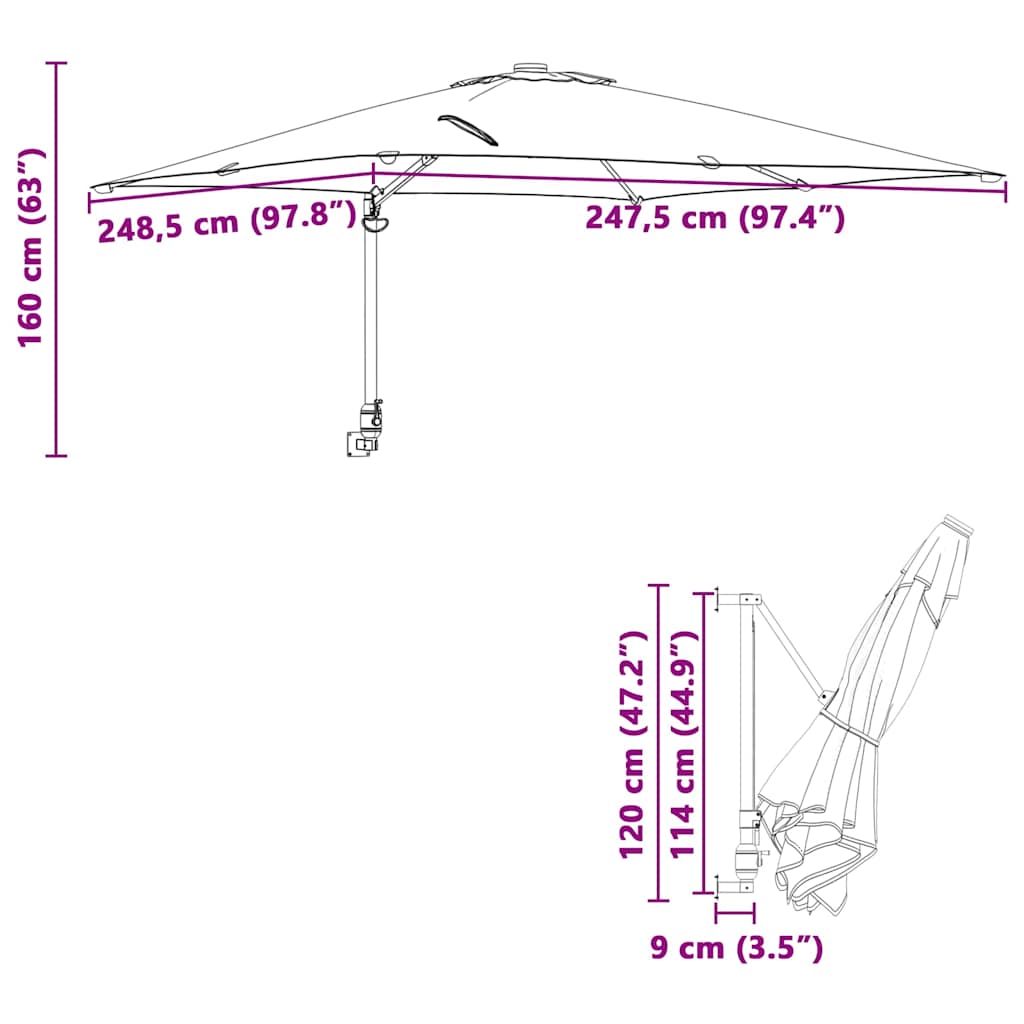 Garten-Sonnenschirm Terrakotta 248,5 x 247,5 x 160 cm