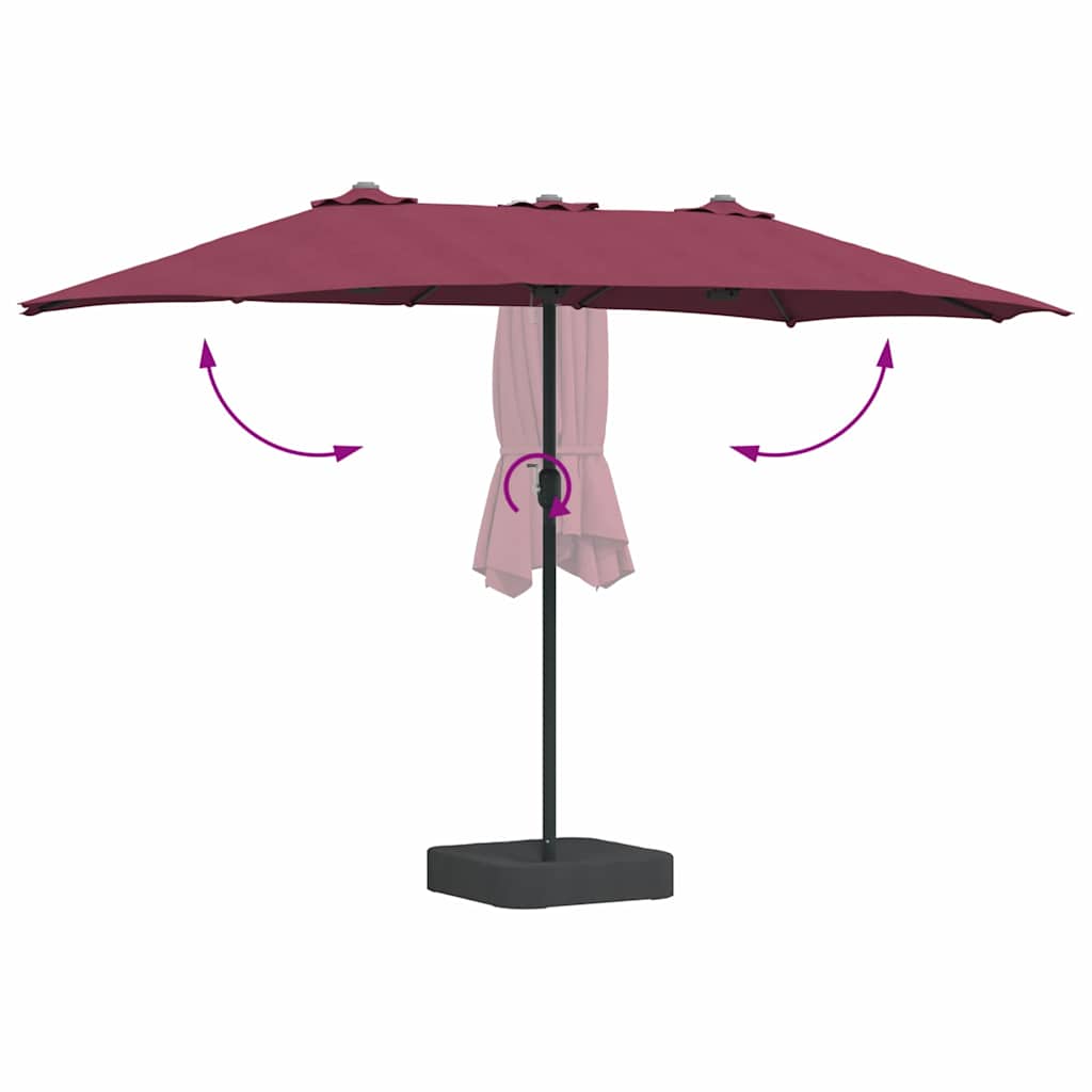 Garten-Sonnenschirm Bordeauxrot 385 x 209 x 244 cm