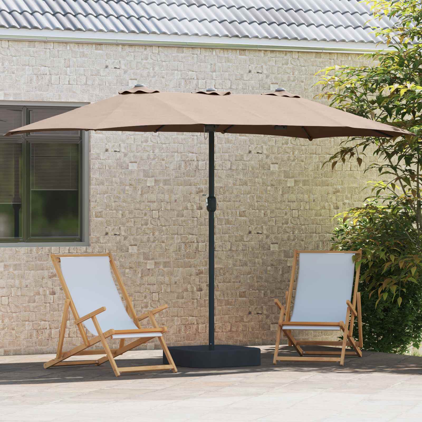 Garten-Sonnenschirm Taupe 385 x 209 x 244 cm Polyester