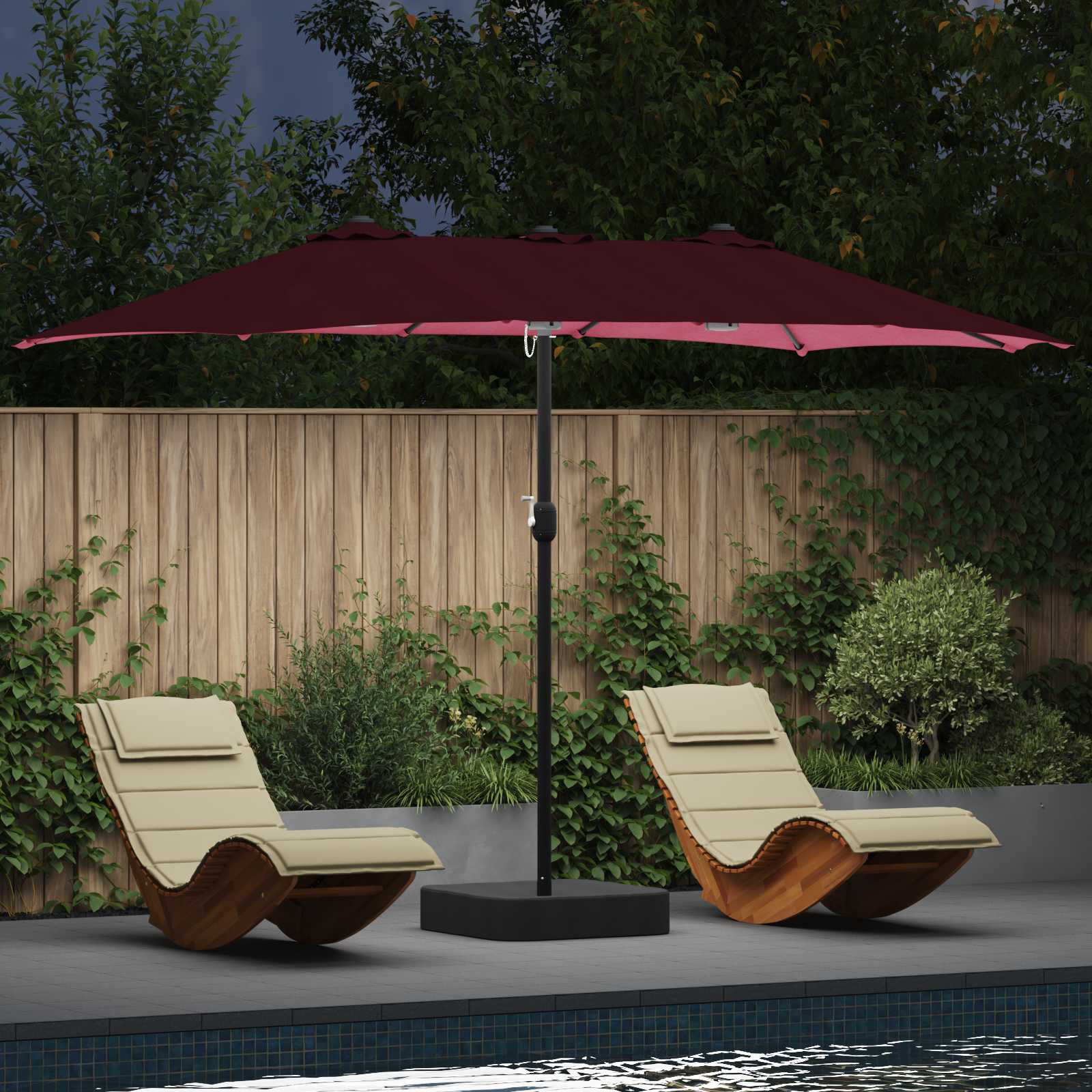 Garten-Sonnenschirm Bordeauxrot 385 x 209 x 244 cm Polyester