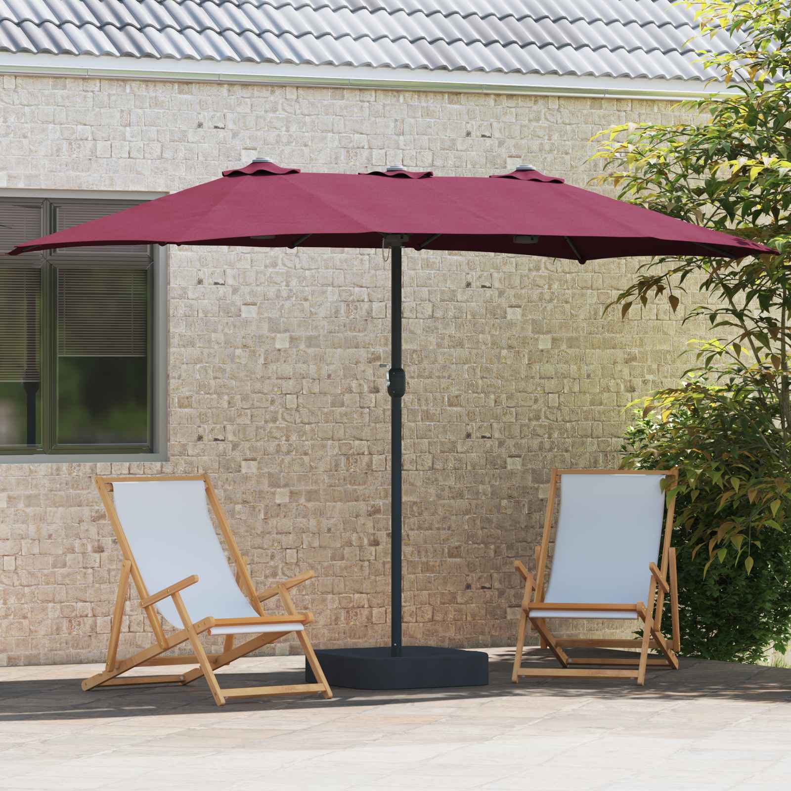 Garten-Sonnenschirm Bordeauxrot 385 x 209 x 244 cm Polyester