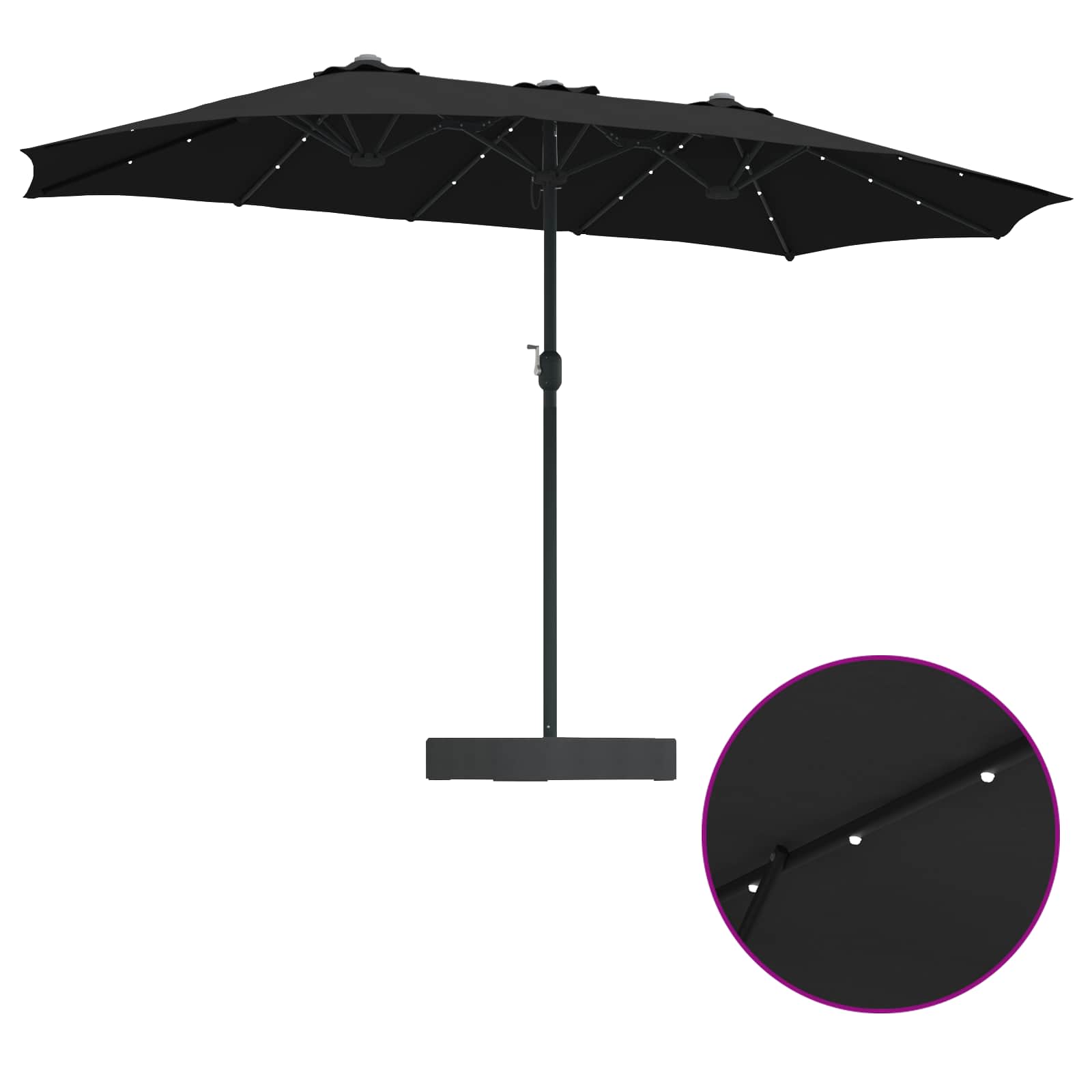 Garten-Sonnenschirm Schwarz 385 x 209 x 244 cm Polyester