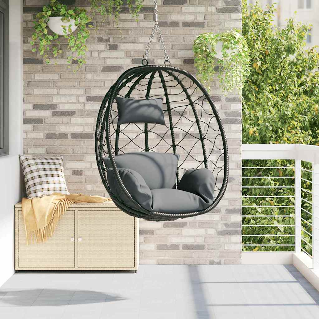 Hängendes Ei-Stuhl Anthrazit 91,5 x 54,5 x 107 cm Poly-Rattan