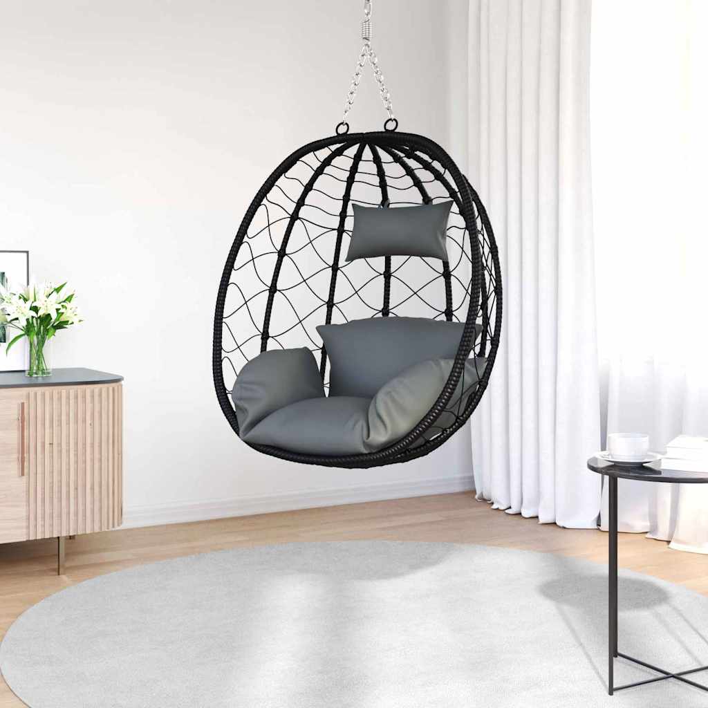 Hängendes Ei-Stuhl Anthrazit 91,5 x 54,5 x 107 cm Poly-Rattan