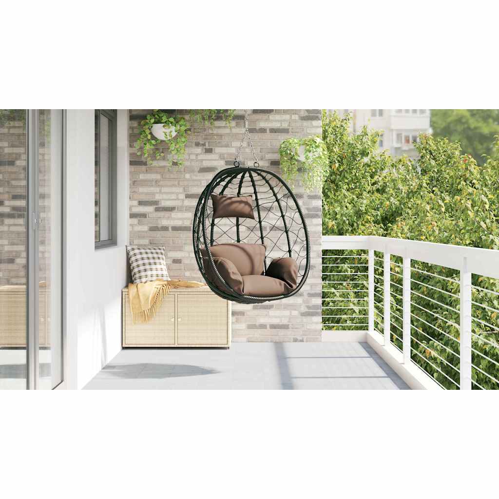 Hängendes Ei-Stuhl Kaffeebraun 91,5 x 54,5 x 107 cm Poly-Rattan