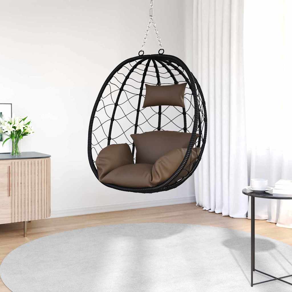 Hängendes Ei-Stuhl Kaffeebraun 91,5 x 54,5 x 107 cm Poly-Rattan