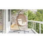 Hängendes Ei-Stuhl Hellcreme 104 x 100 x 191 cm Poly-Rattan