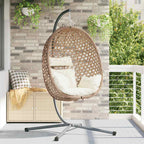 Hängendes Ei-Stuhl Hellcreme 104 x 100 x 191 cm Poly-Rattan