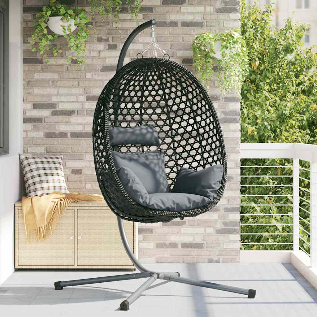 Hängendes Ei-Stuhl Anthrazit und Schwarz 104 x 100 x 191 cm