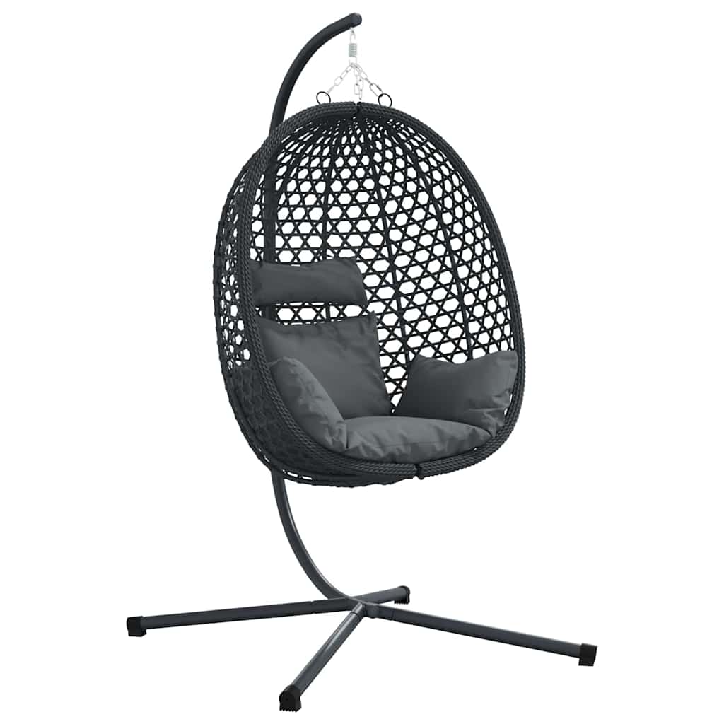 Hängendes Ei-Stuhl Anthrazit und Schwarz 104 x 100 x 191 cm