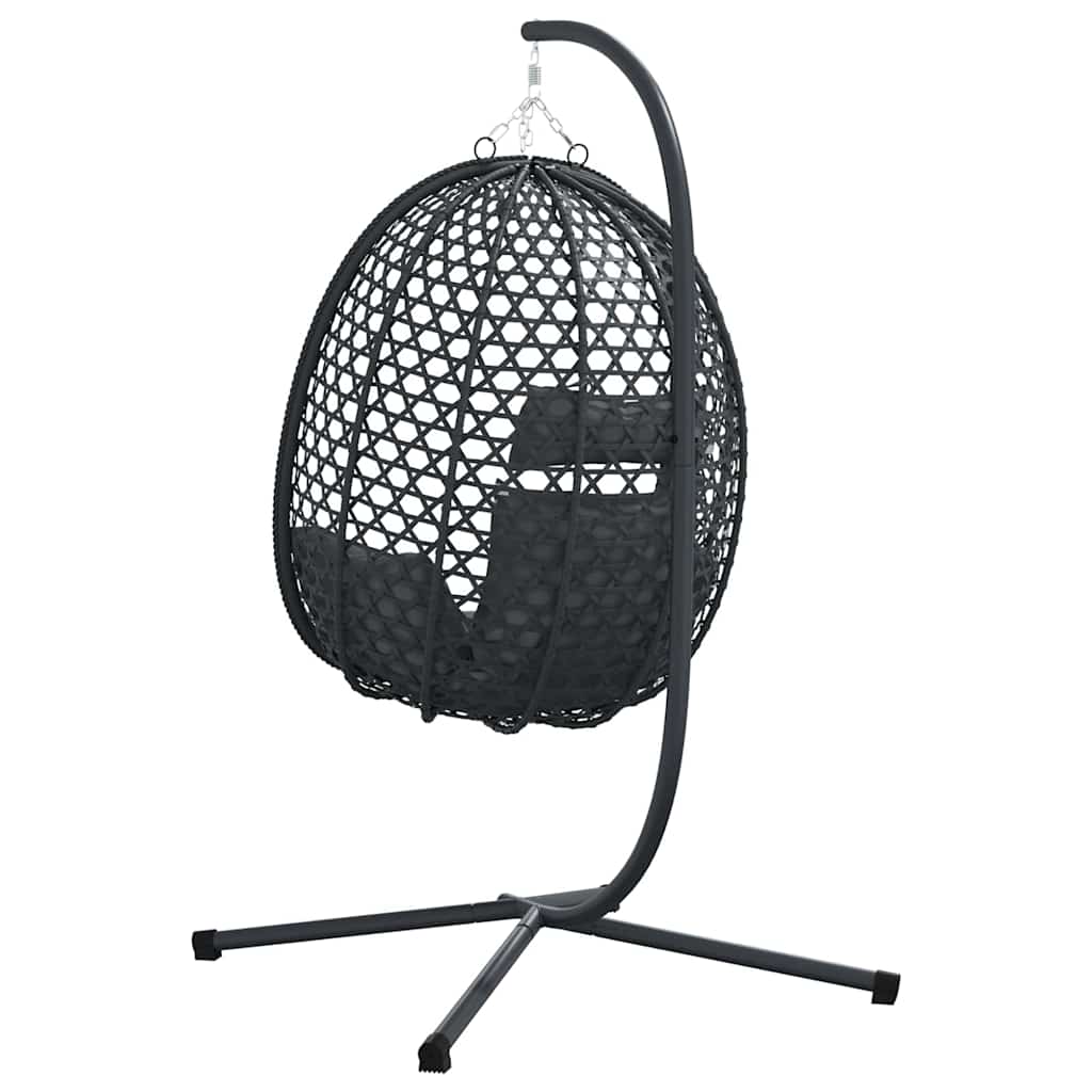 Hängendes Ei-Stuhl Anthrazit und Schwarz 104 x 100 x 191 cm
