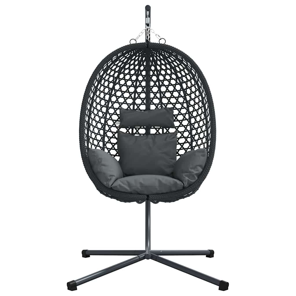 Hängendes Ei-Stuhl Anthrazit und Schwarz 104 x 100 x 191 cm