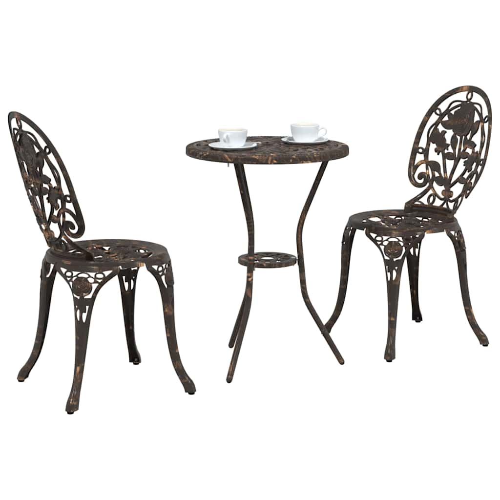 Garten Bistro Set 3 pcs Bronze Aluminium