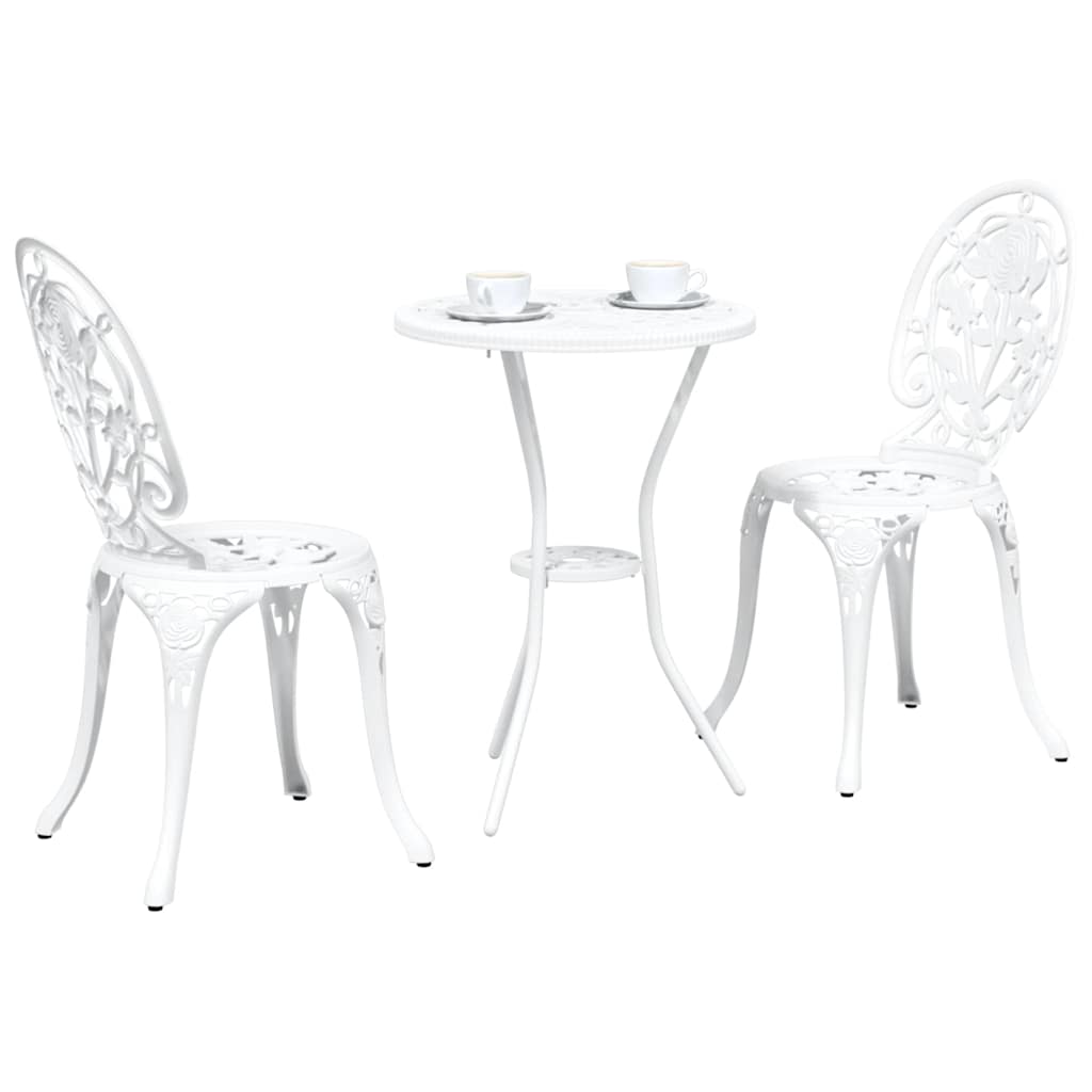 Garten Bistro Set 3 pcs Weiß Aluminium