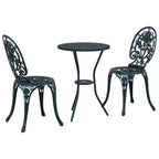 Garten Bistro Set 3 pcs Grün Aluminium