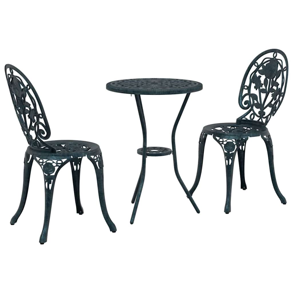 Garten Bistro Set 3 pcs Grün Aluminium