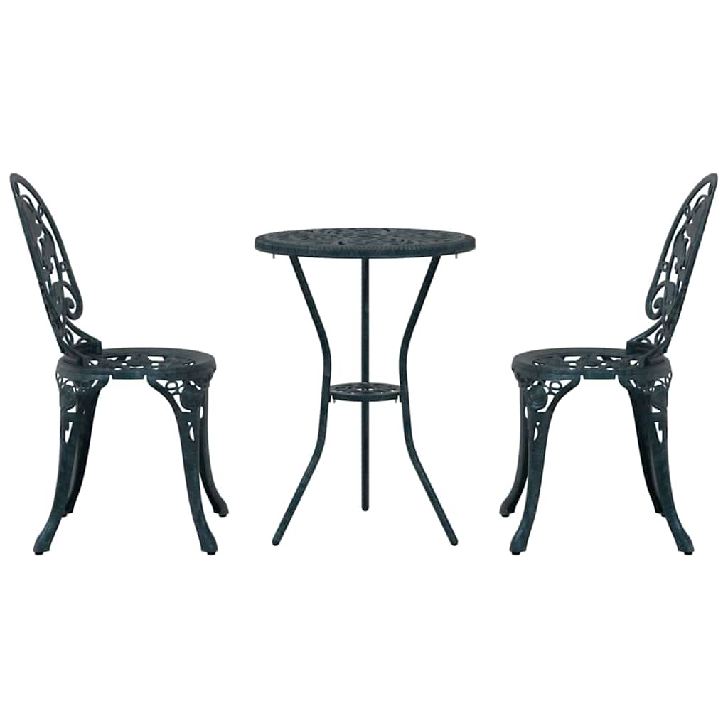 Garten Bistro Set 3 pcs Grün Aluminium