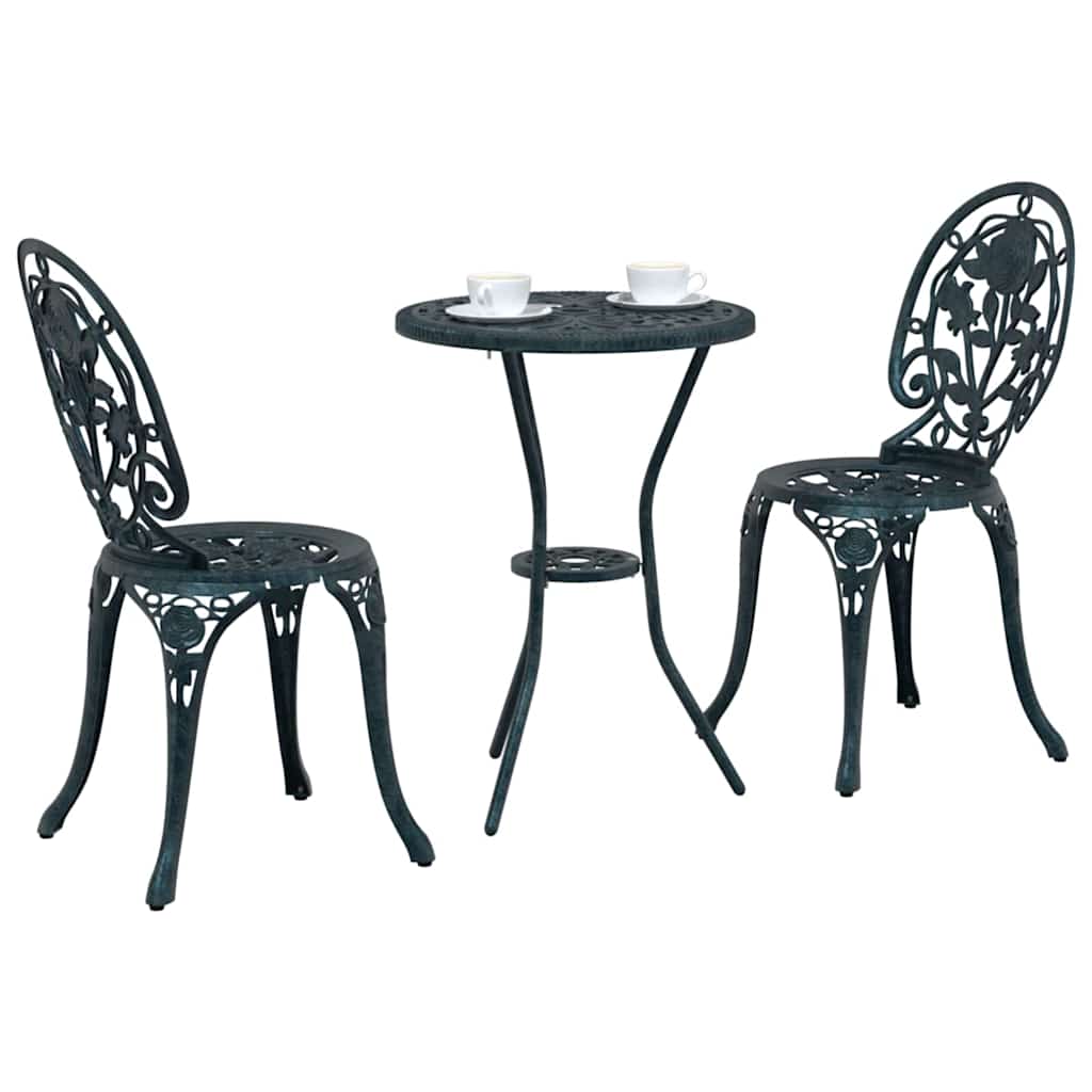 Garten Bistro Set 3 pcs Grün Aluminium