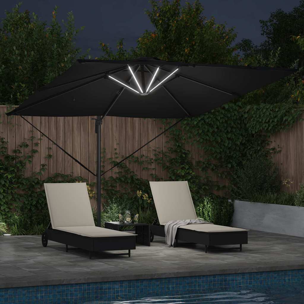 Sonnenschirm Schwarz 286 x 284 x 270 cm Aluminium und Polyester