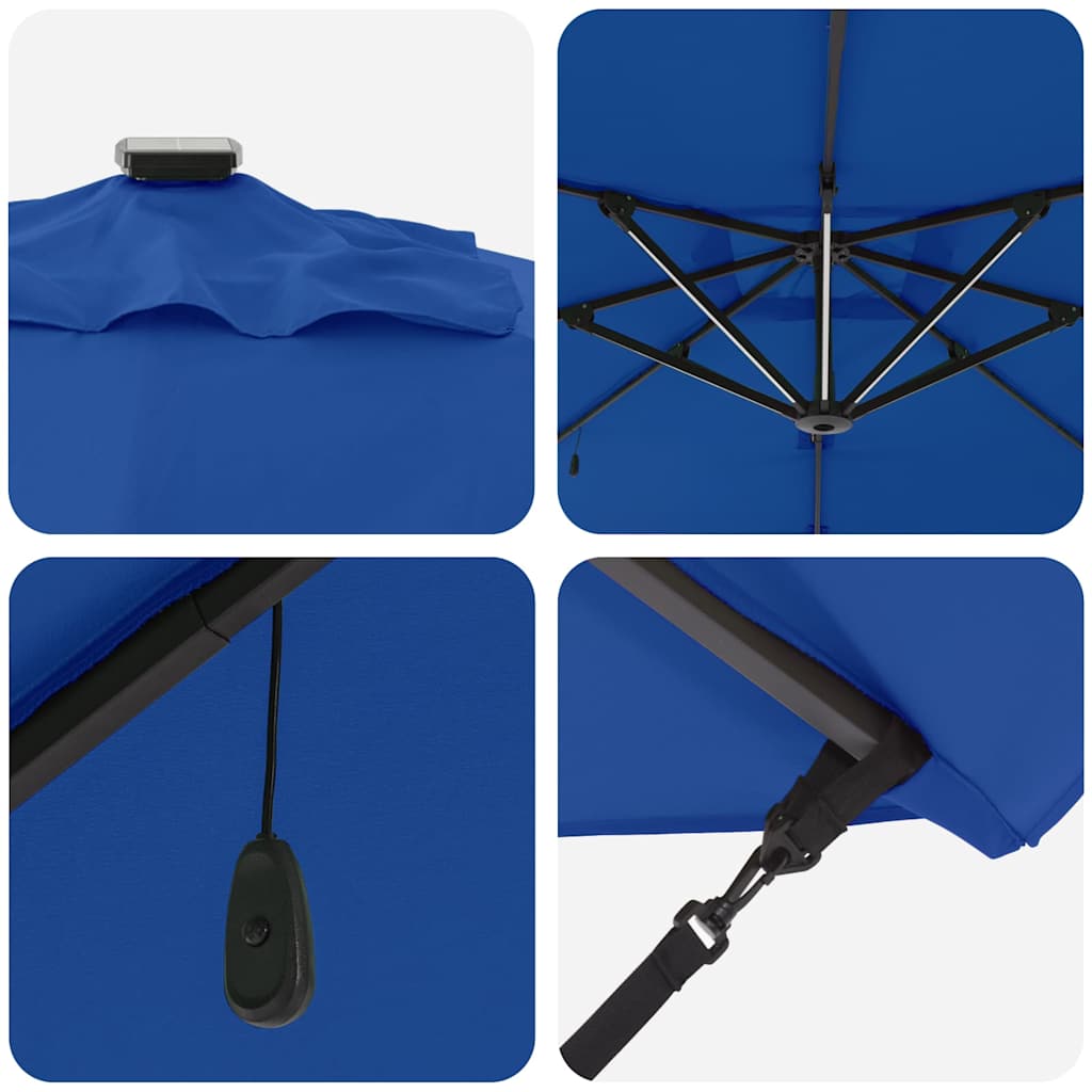 Sonnenschirm mit LED-Lichtleisten Azure Blau 286 x 284 x 270 cm