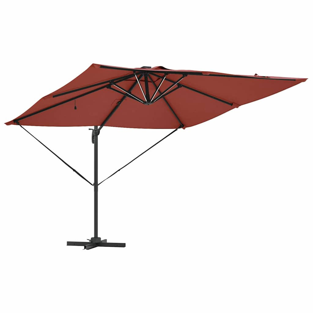 Sonnenschirm mit LED-Lichtleisten Terrakotta 286 x 284 x 270 cm