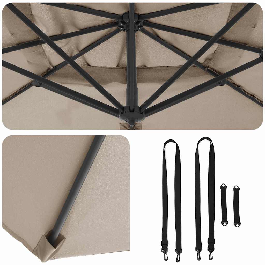 Roma Parasol Taupe 286 x 284 x 265 cm Aluminium und Polyester