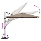 Roma Parasol Taupe 286 x 284 x 265 cm Aluminium und Polyester