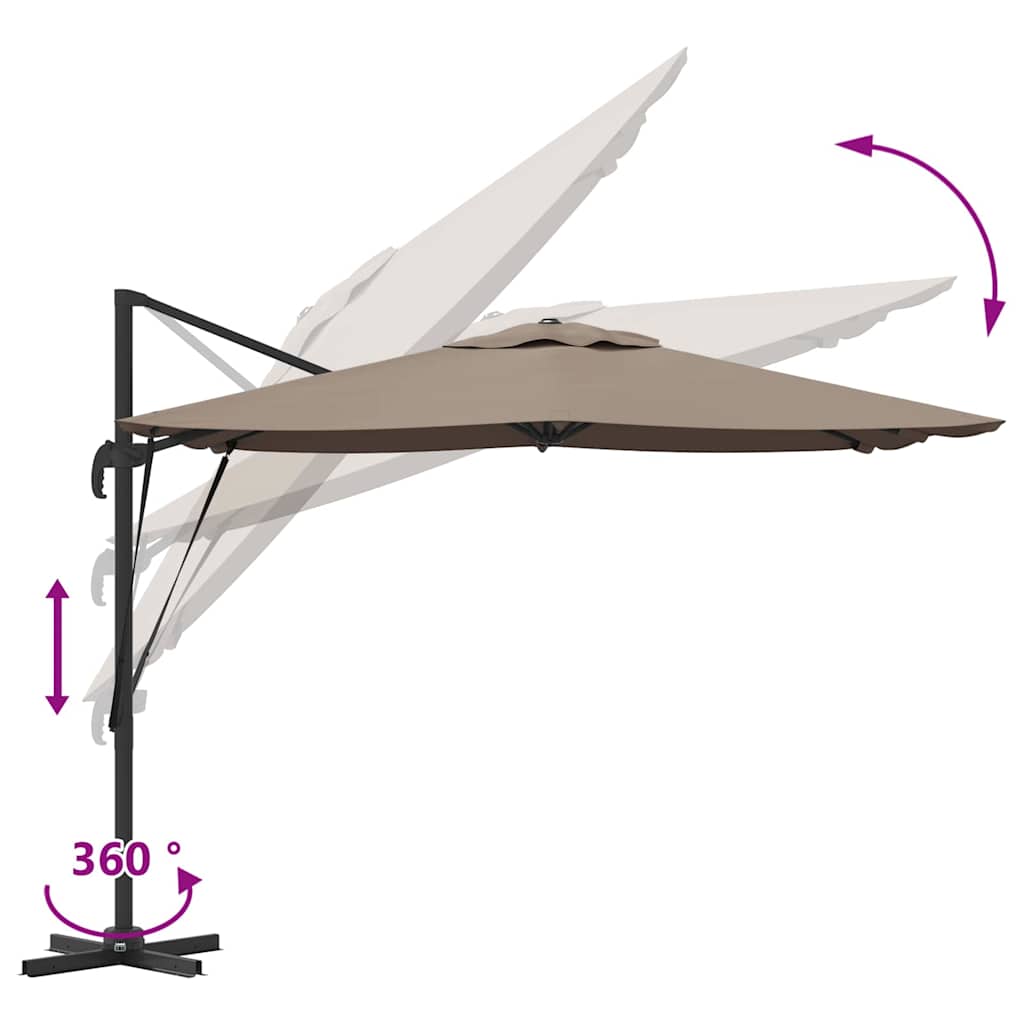 Roma Parasol Taupe 286 x 284 x 265 cm Aluminium und Polyester