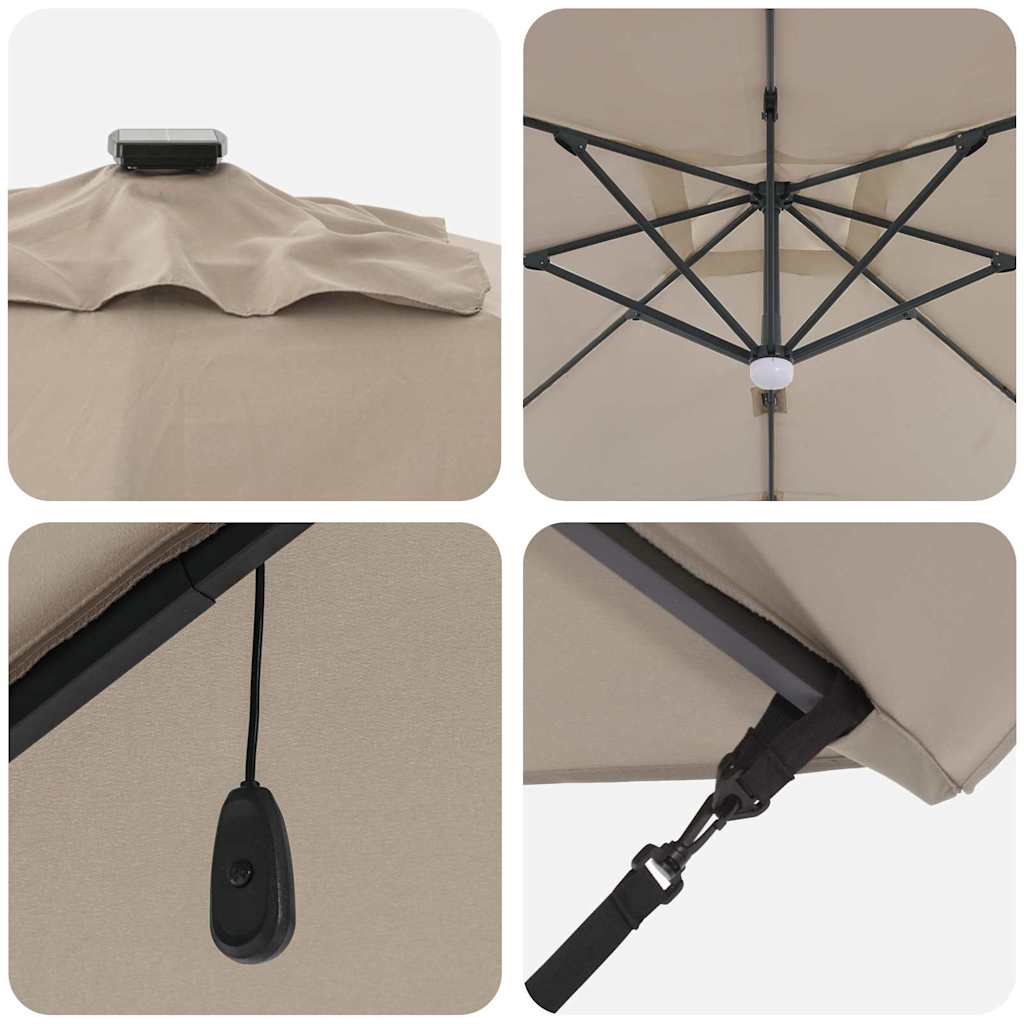 Roma Parasol Taupe 286 x 284 x 270 cm Aluminium und Polyester
