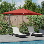 Sonnenschirm mit LED-Lichtleisten Terrakotta 351 x 250 x 253 cm