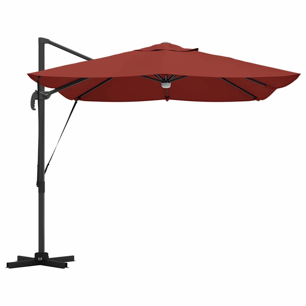 Sonnenschirm mit LED-Lichtleisten Terrakotta 351 x 250 x 253 cm