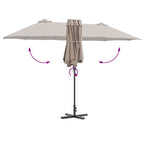 Garten-Sonnenschirm Taupe 370 x 197 x 239 cm