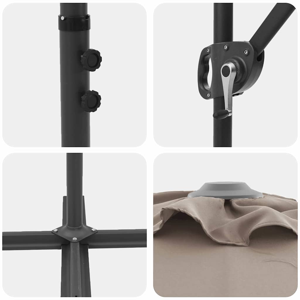 Sonnenschirm Taupe 372 x 198 x 243 cm Polyester und Aluminium