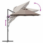 Sonnenschirm Taupe 372 x 198 x 243 cm Polyester und Aluminium