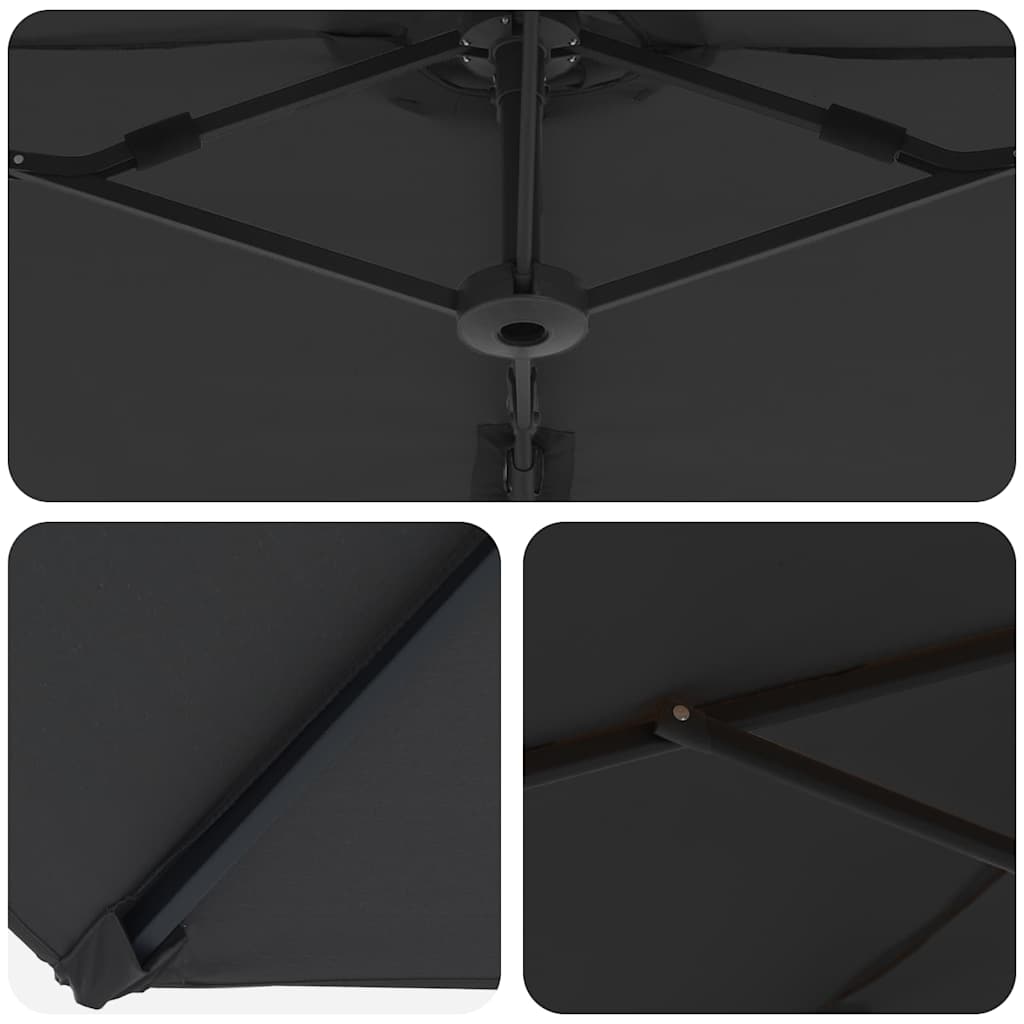Sonnenschirm Schwarz 372 x 198 x 243 cm Polyester und Aluminium