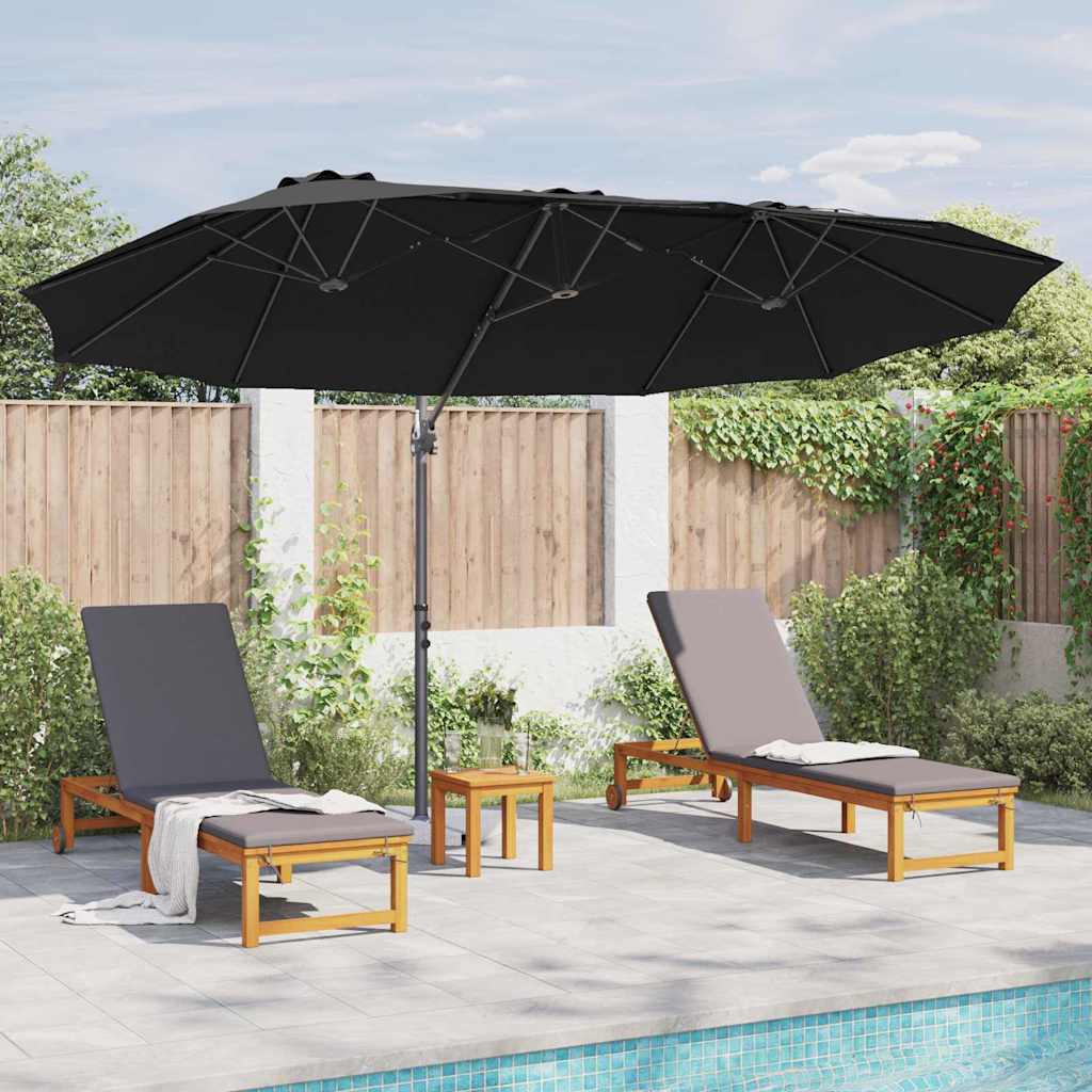 Sonnenschirm Schwarz 372 x 198 x 243 cm Polyester und Aluminium