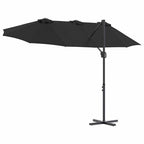 Sonnenschirm Schwarz 372 x 198 x 243 cm Polyester und Aluminium