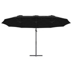 Sonnenschirm Schwarz 372 x 198 x 243 cm Polyester und Aluminium