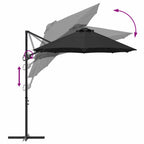 Sonnenschirm Schwarz 372 x 198 x 243 cm Polyester und Aluminium
