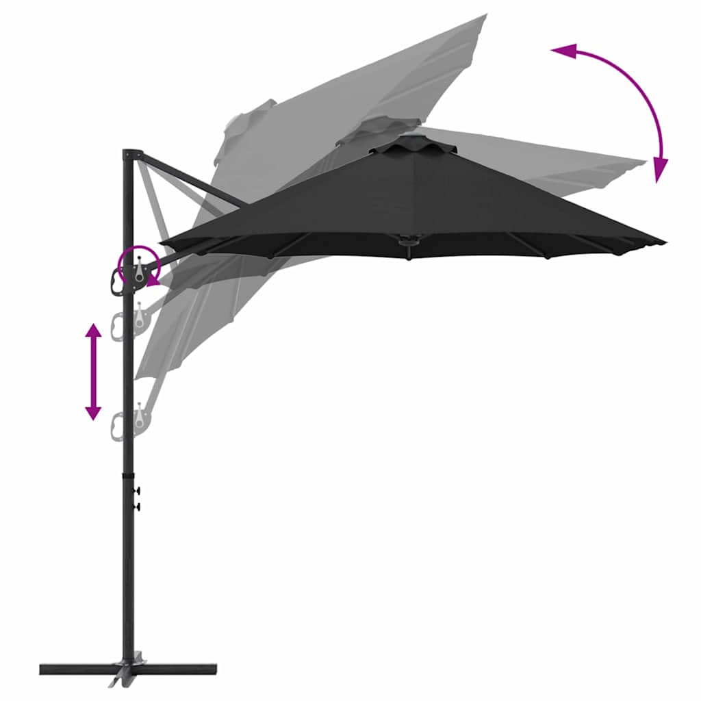 Sonnenschirm Schwarz 372 x 198 x 243 cm Polyester und Aluminium
