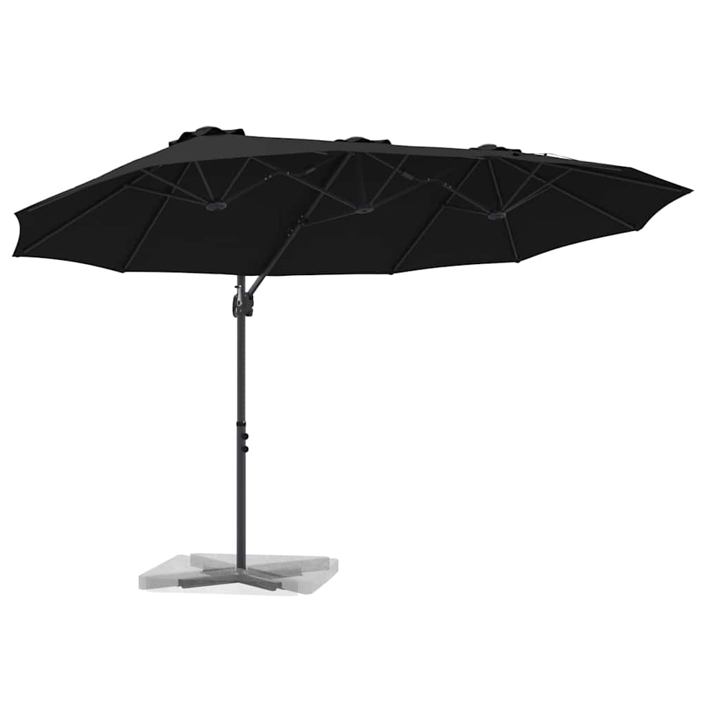 Sonnenschirm Schwarz 372 x 198 x 243 cm Polyester und Aluminium