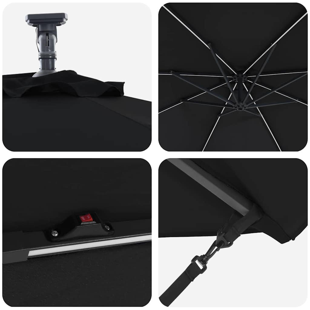 Sonnenschirm 294 x 294 x 248 cm Polyester und Aluminium Schwarz