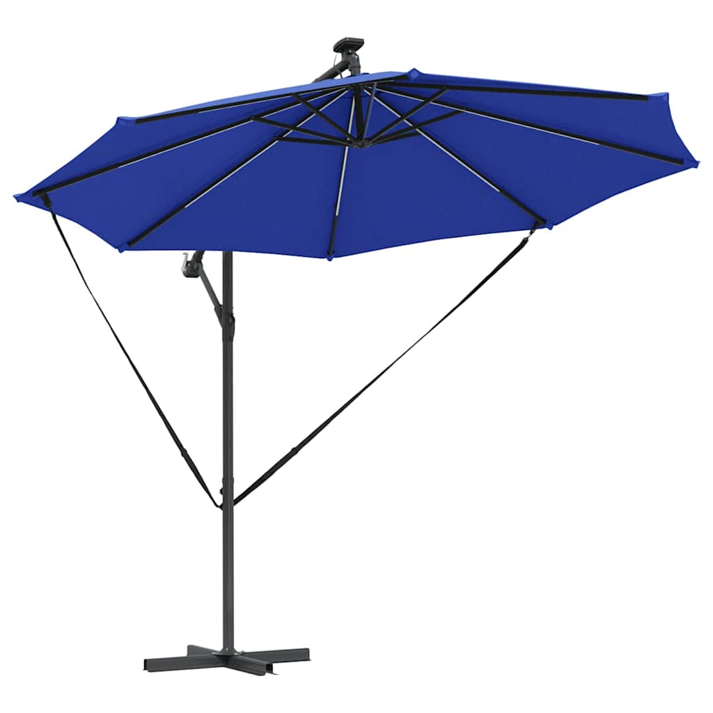 Sonnenschirm mit LED-Lichtleisten Azurblau 294 x 294 x 248 cm