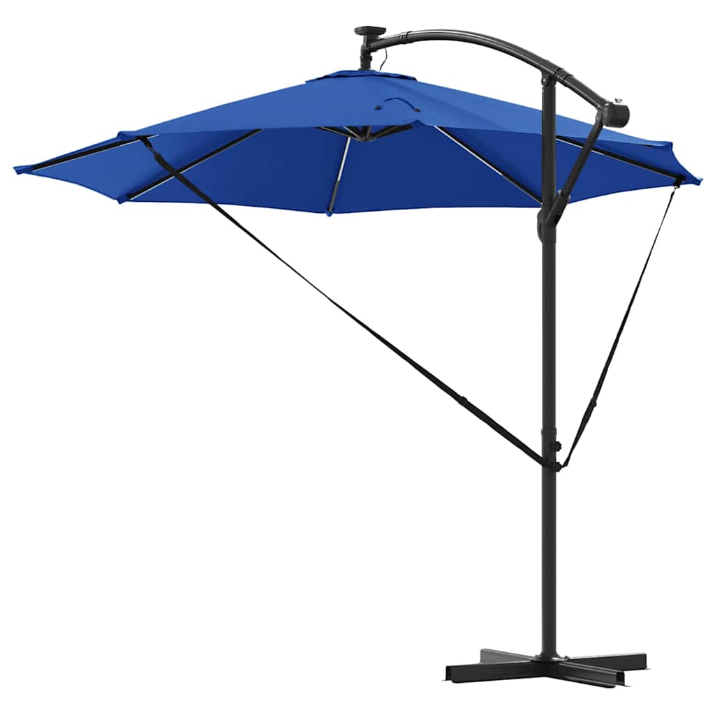 Sonnenschirm mit LED-Lichtleisten Azurblau 294 x 294 x 248 cm
