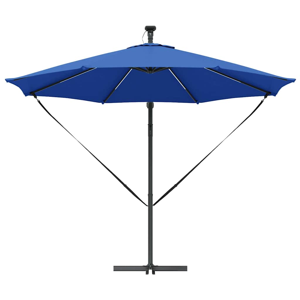 Sonnenschirm mit LED-Lichtleisten Azurblau 294 x 294 x 248 cm