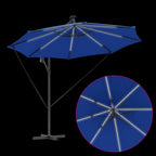 Sonnenschirm mit LED-Lichtleisten Azurblau 294 x 294 x 248 cm