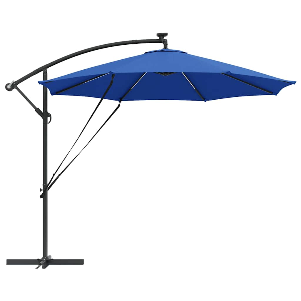 Sonnenschirm mit LED-Lichtleisten Azurblau 294 x 294 x 248 cm