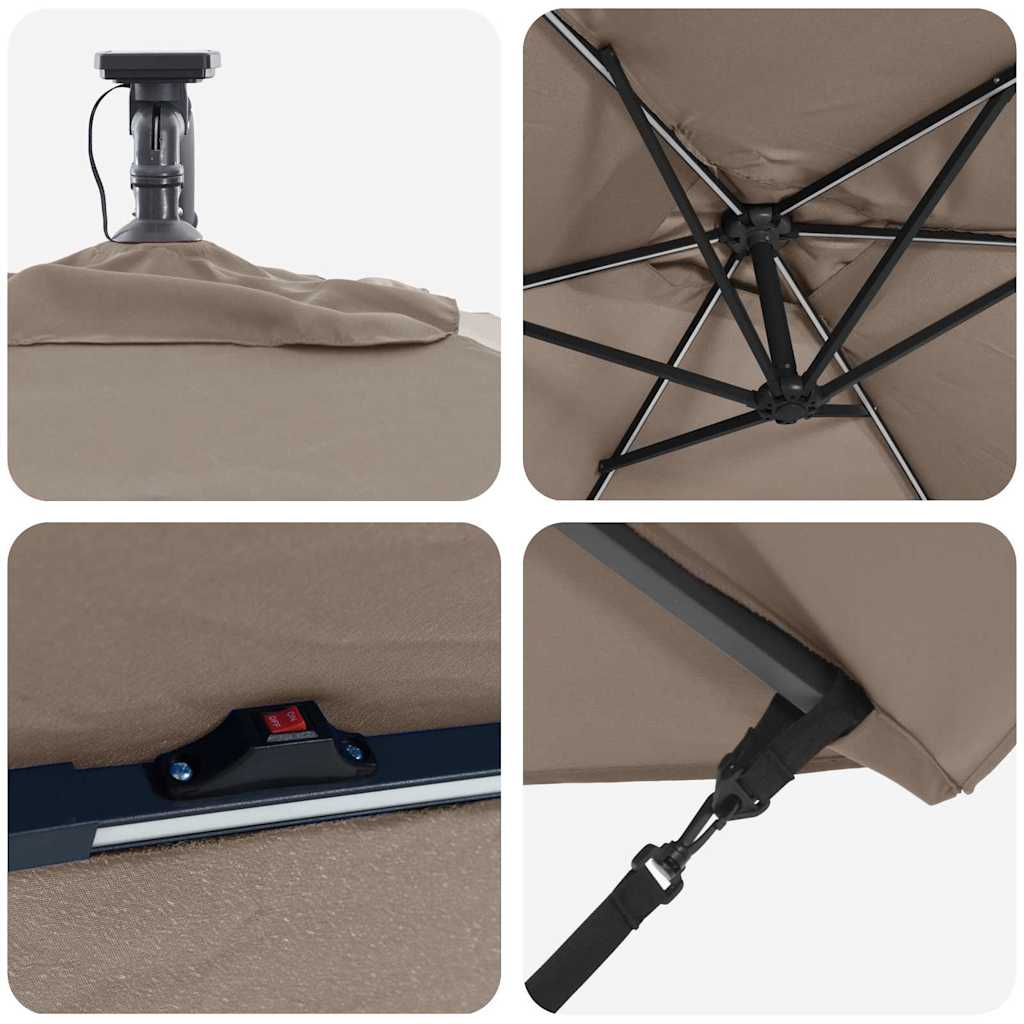 Sonnenschirm Taupe 294 x 200 x 270 cm Polyester und Aluminium